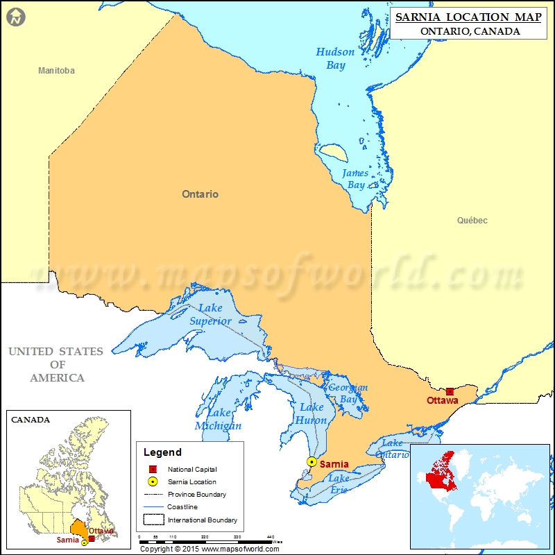 Where is Sarnia Located in Canada Map