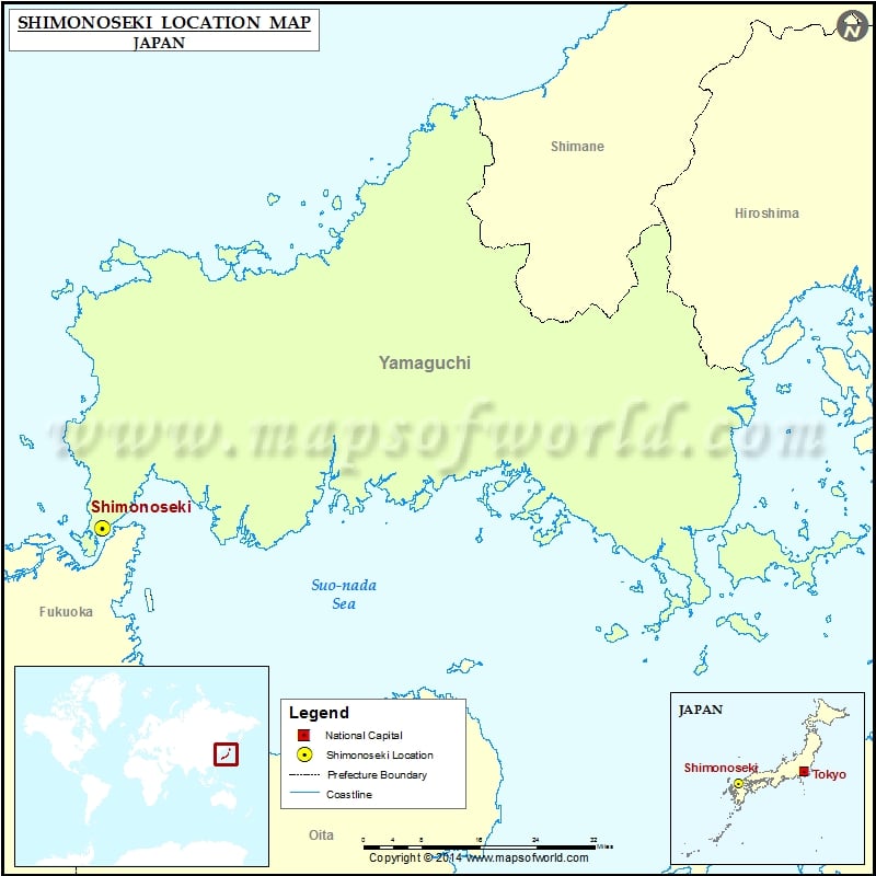 Where is Shimonoseki | Location of Shimonoseki in Japan Map