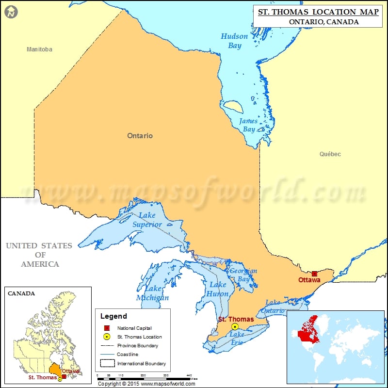 Where Is St Thomas Located In Canada Map