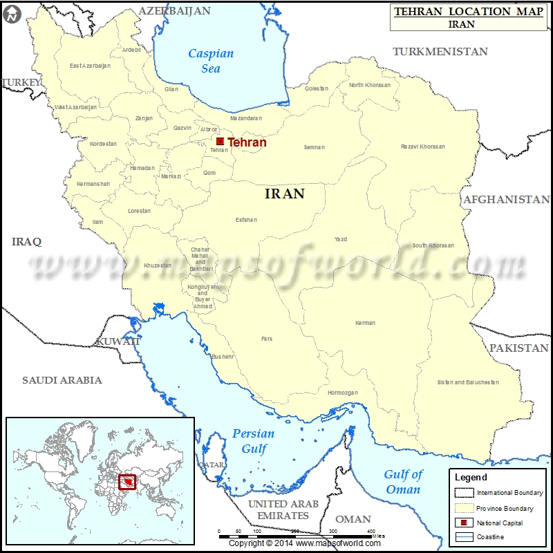 Tehran On World Map – Map Vector