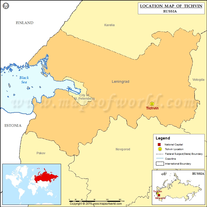 Where is Tichvin | Location of Tichvin in Russia Map