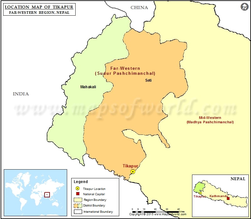 Where is Tikapur| Location of Tikapur in Nepal Map