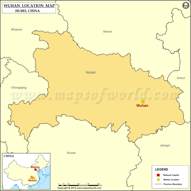 Where is Wuhan Located, Location of Wuhan in China Map