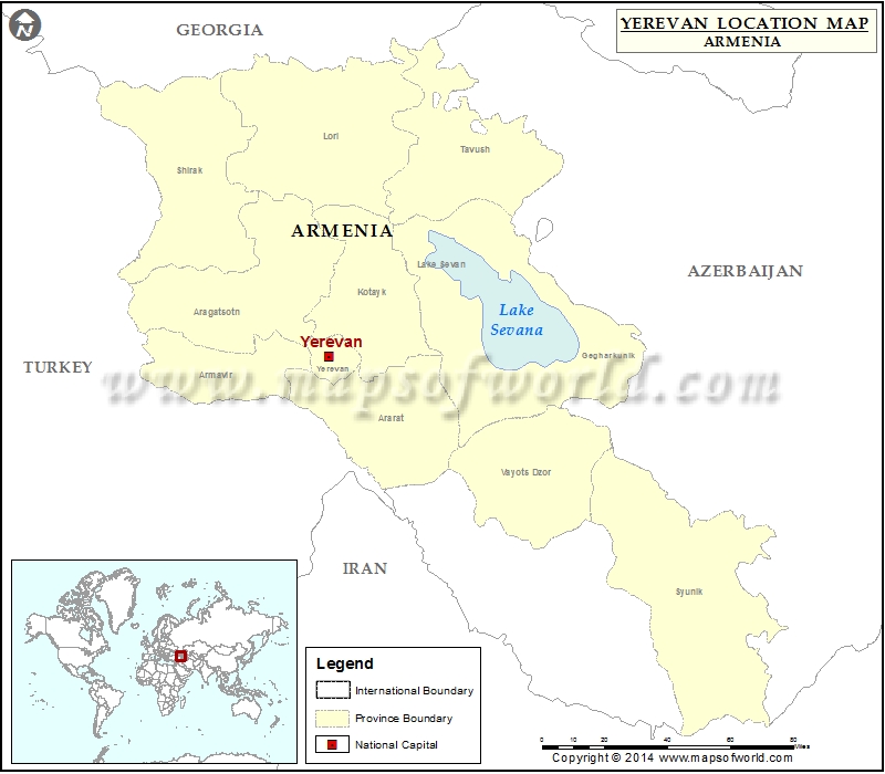 Armenia Map, Capital Yerevan