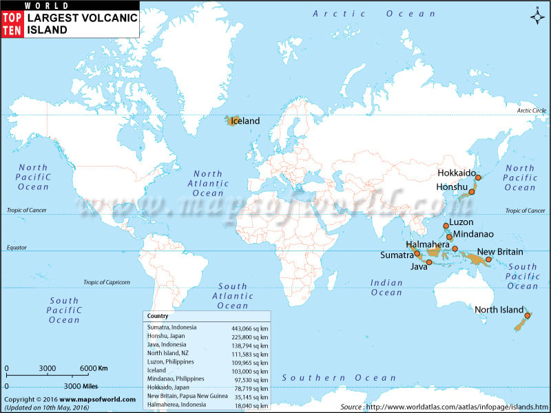 Top Ten Countries With Largest Volcanic Islands