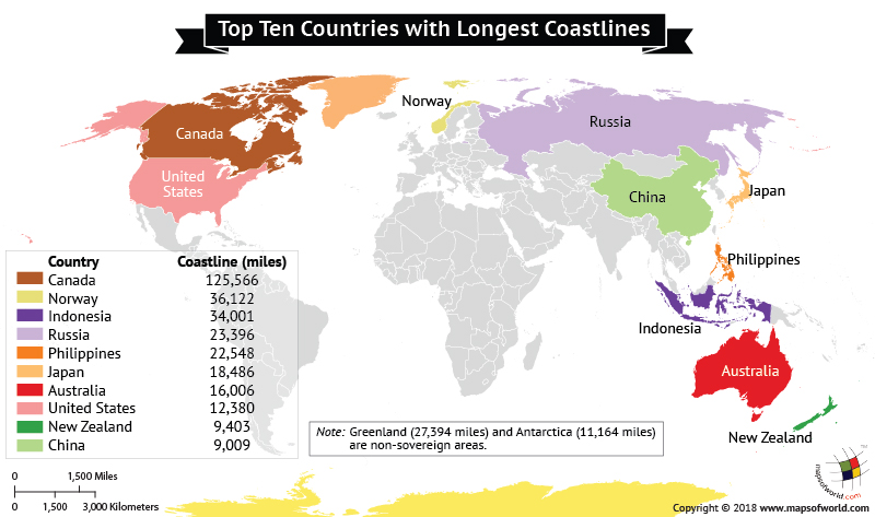 Country With Longest Coastline Countries With Longest Coastline