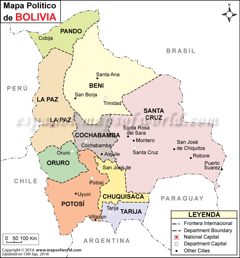 El Mapa Politico De Bolivia   Bolivia Political 