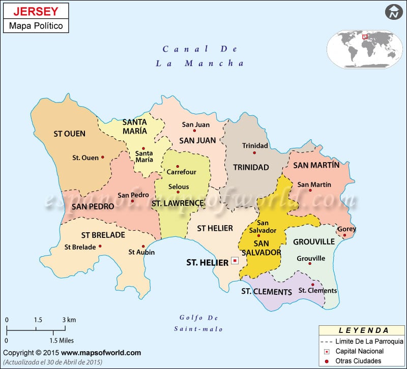 Jersey Mapa, Mapa de Jersey