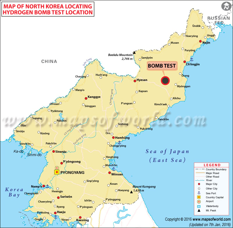 North Korea Hydrogen Bomb test Location