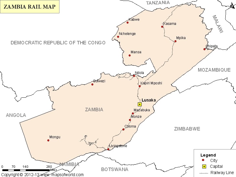 Zambia Railway Map