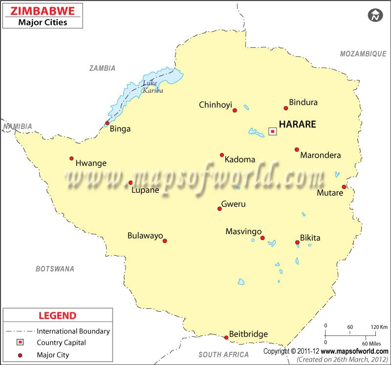 Zimbabwe Cities Map
